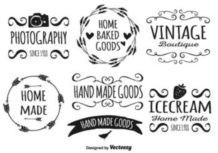 Cute Hand Drawn Style Label Set Cute Hand Drawn Style Label Set