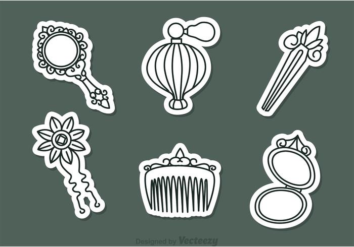 Vector Vintage Woman Accessories Icons Vector Vintage Woman Accessories Icons