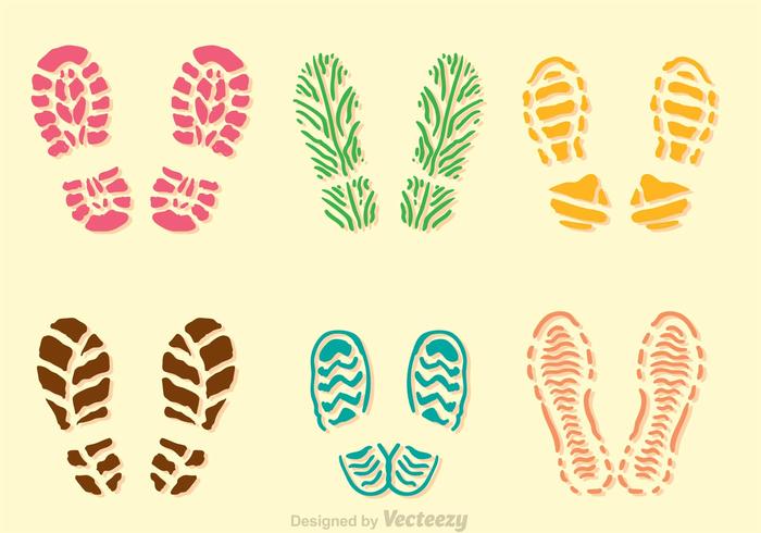 Colorful Muddy Footprint Icons vector
