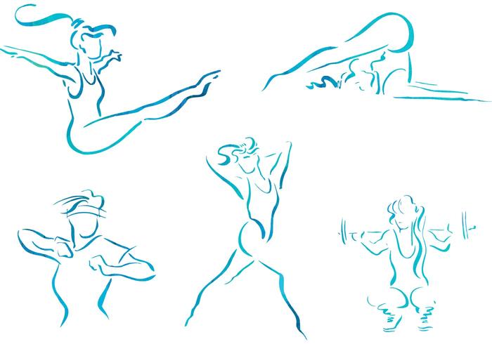 Free Vector Sketch Women Fitness Illustrations