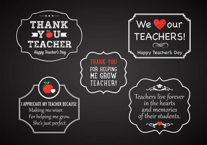 Teacher's Day Chalk Labels Vector