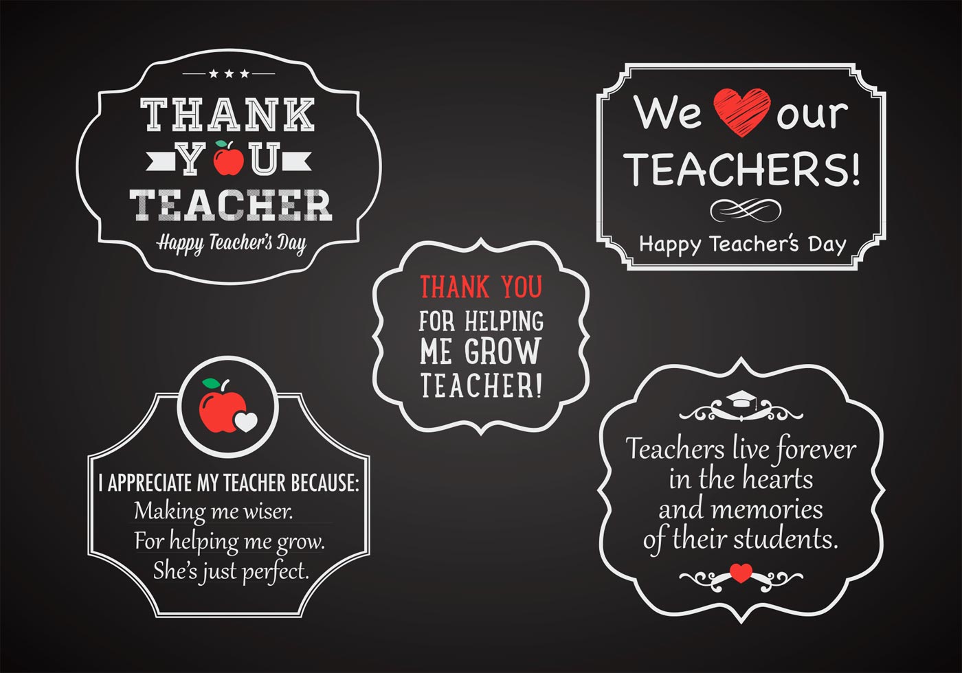 free teacher s day chalk labels vector