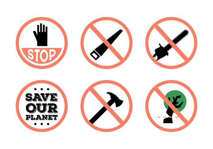 Stop Deforestation Vector Signs