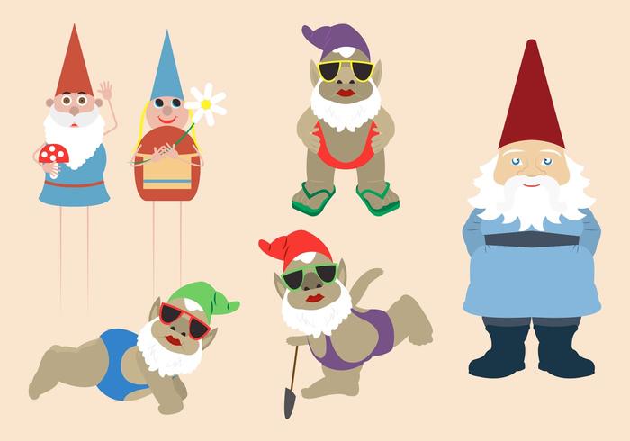 Colorful Gnome and Elves Collection vector