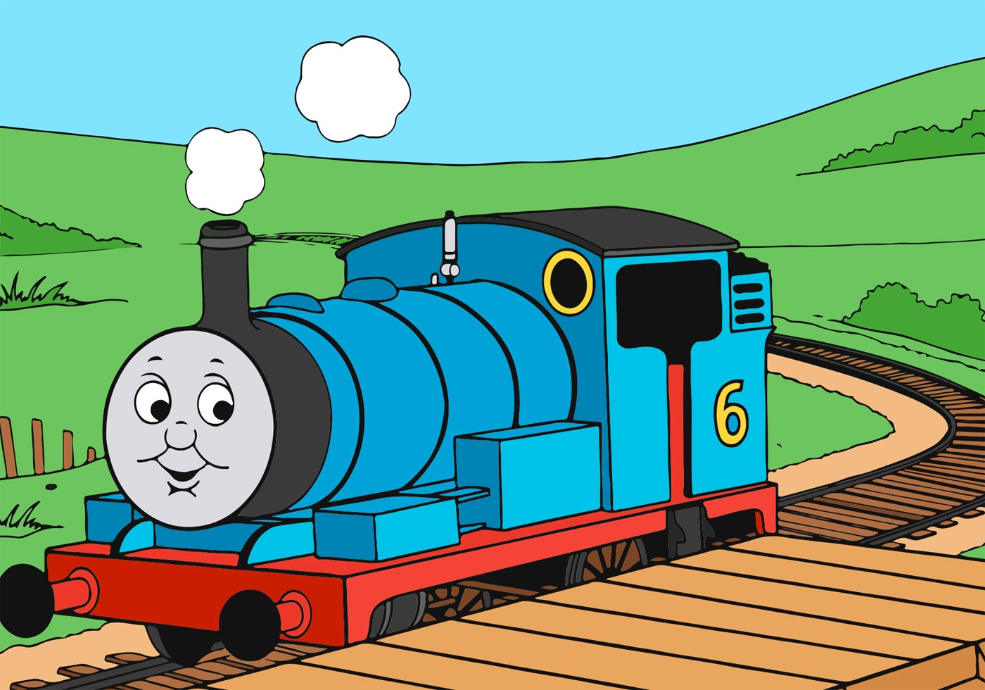 Thomas The Train Riding Vector - Download Free Vectors, Clipart