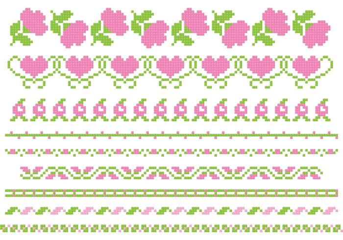 Embroidery Rose Vector Banners