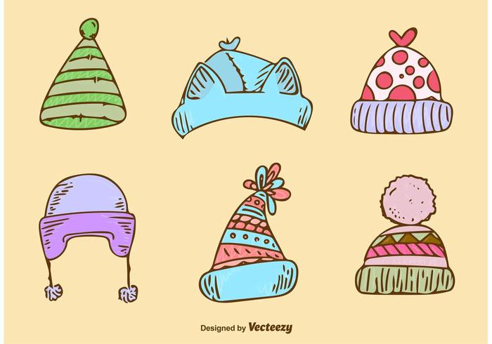 Cute winter hats vector