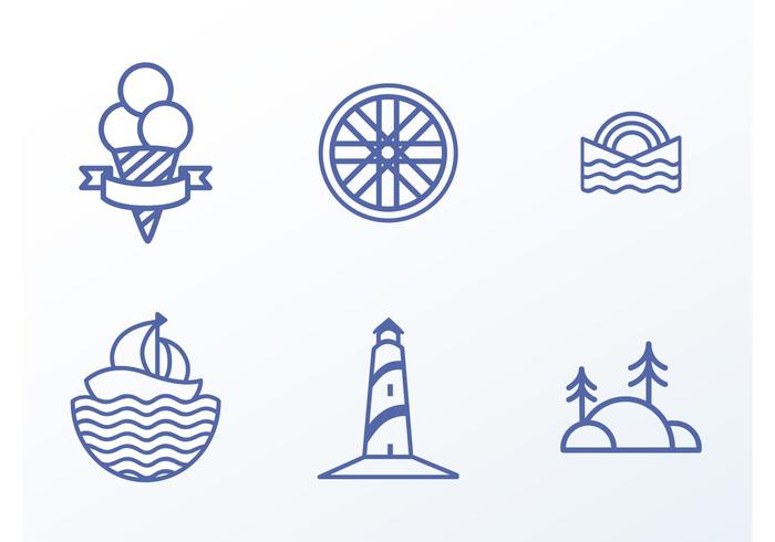 Iconos de la playa del vector