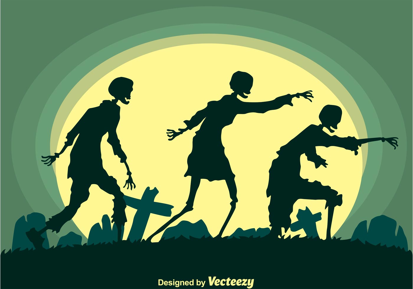 Walking Zombies Silhouette Vector - Download Free Vector Art, Stock Graphics & Images