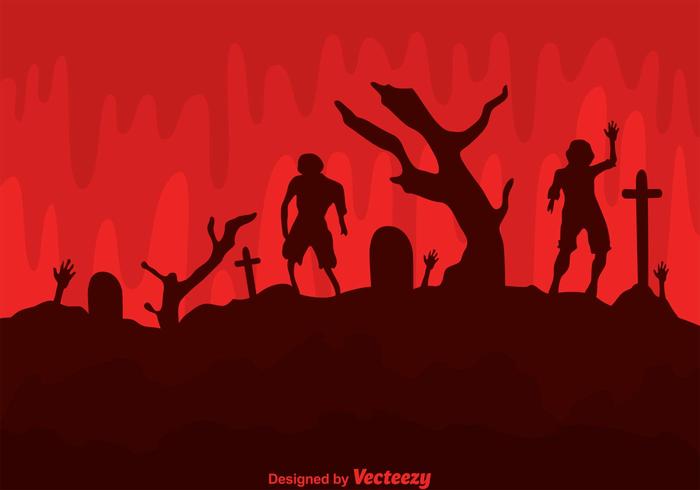 Vector Zombies En El Cementerio