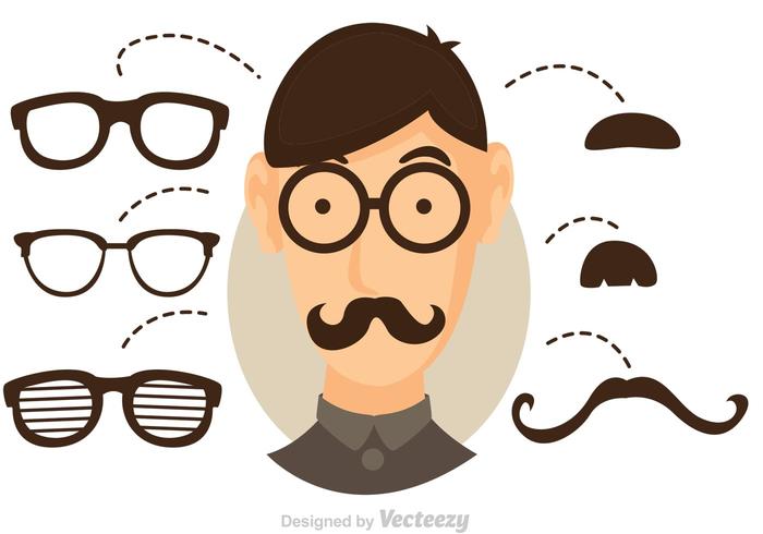 Vector Dude fresco con gafas y bigote