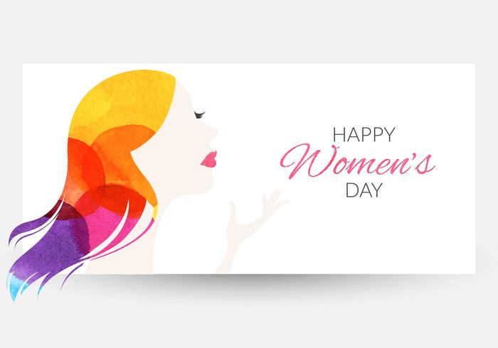 Free Women's Day Watercolor Vector Banner Free Women's Day Watercolor Vector Banner