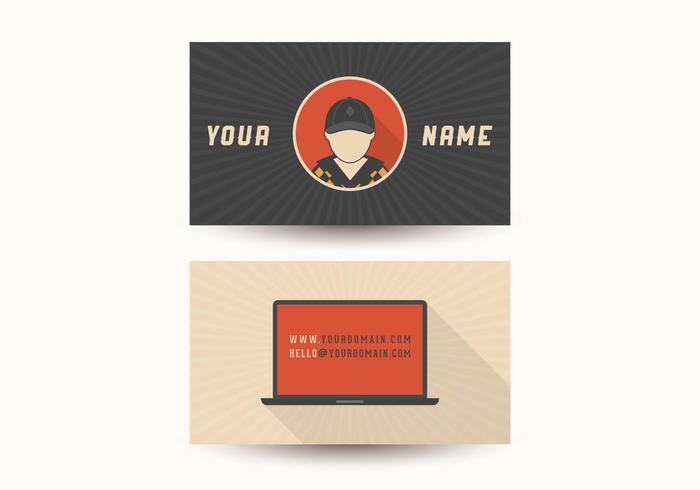 Free Retro Computer Visiting Card Design Vector