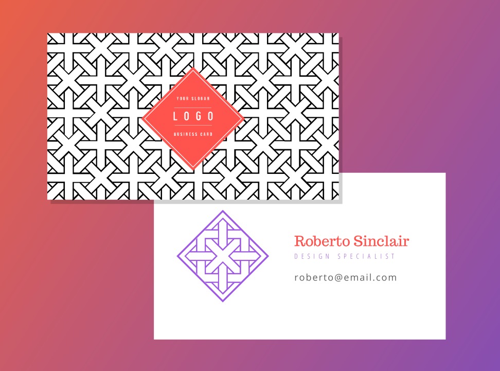 Free Geometric  Business Card Vector Template Download 