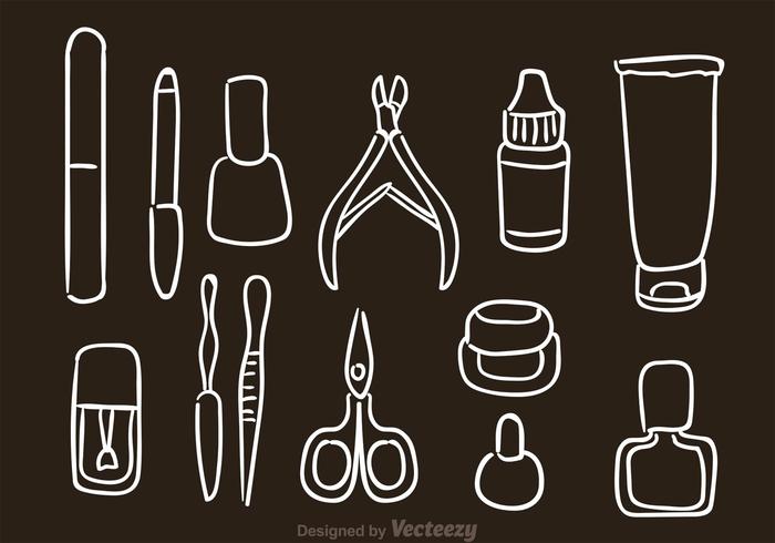 Hand Drawn Manicure Pedicure Vector Icons