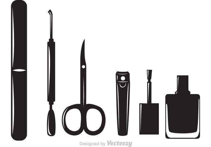 Black Manicure Pedicure Icons vector