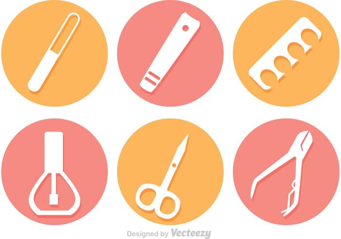 Circle Manicure Pedicure Vector Icons