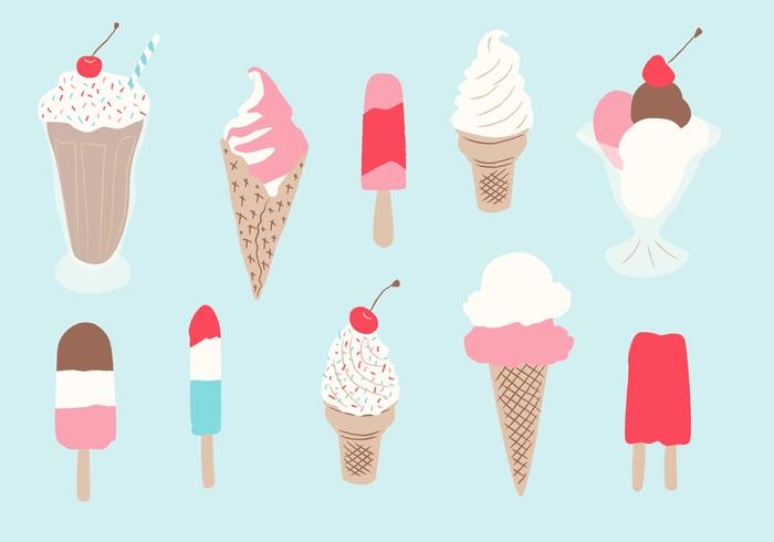 Hand Drawn Ice Cream and Popsicles vector