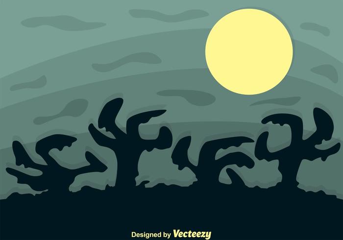 Zombie Hands Cartoon Silhouette vector