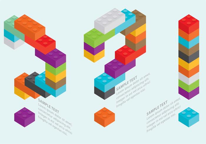 Lego pregunta y signos de exclamación vector