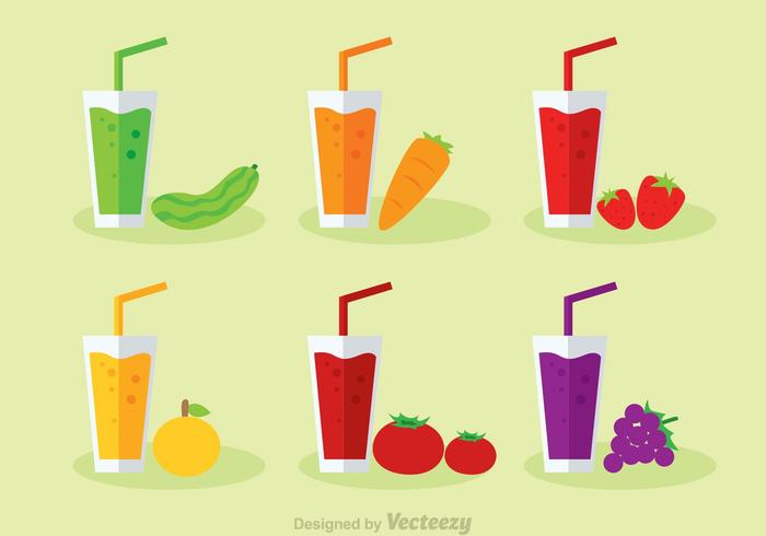 Vegetales Y Jugos De Frutas Vector