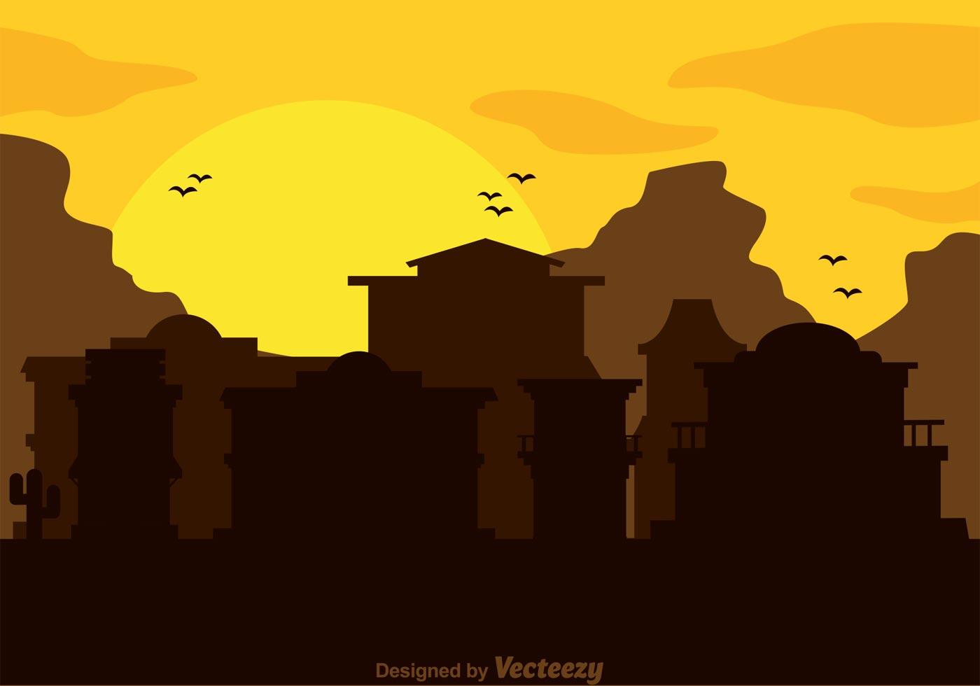 Old Western Town Silhouette Vector 92111 - Download Free Vectors