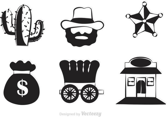 Iconos De Negro Del Vector Occidental