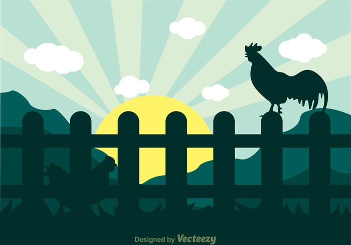 Hen and Rooster Silhouette Background vector