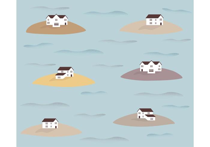 Houses on Islands Pattern Vector Houses on Islands Pattern Vector