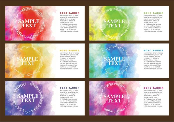 Boho Watercolor Banners vector