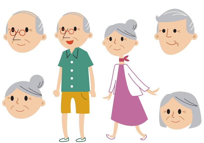 Pareja Senior Vector Set