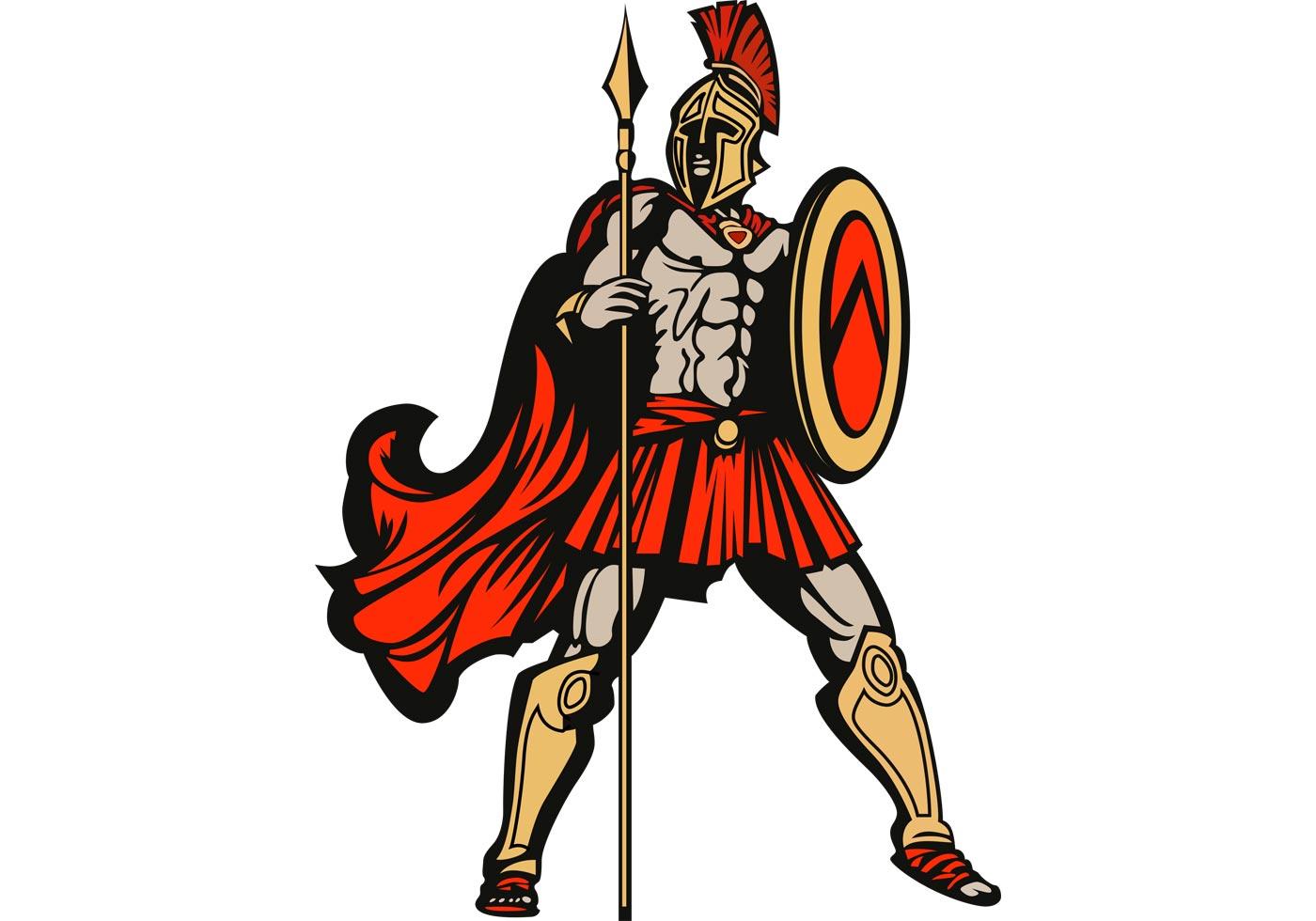 Free Vector Spartan with Spear and Shield - Download Free Vector Art