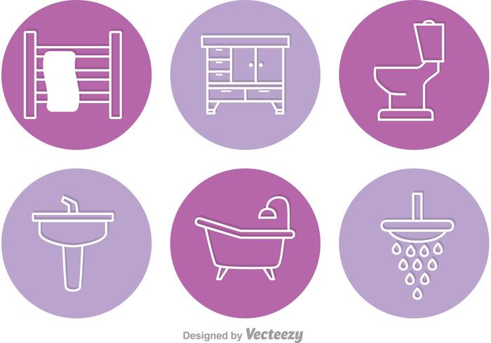 Iconos del vector del cuarto de baño del círculo