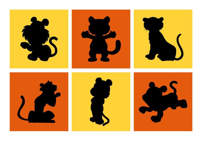 Cartoon Tiger Silhouettes Vector Free