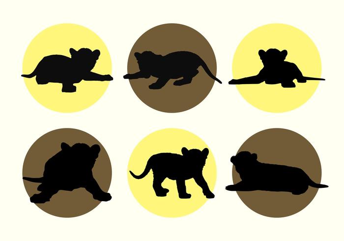 Baby Tigers Vector Silhouettes