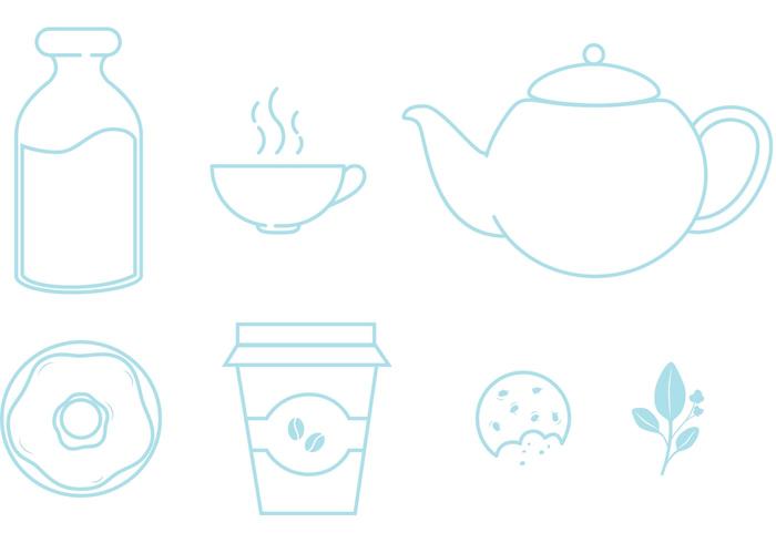 Icons set of food and beverages vector