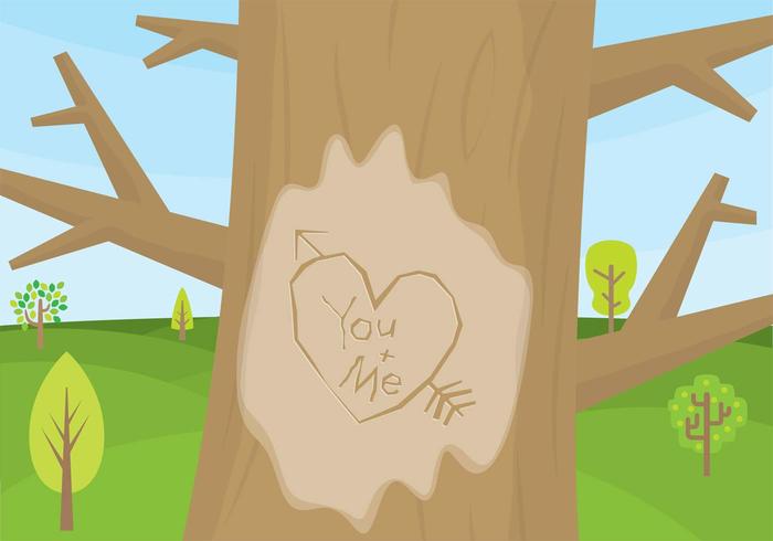 Heart Carved Tree Vector