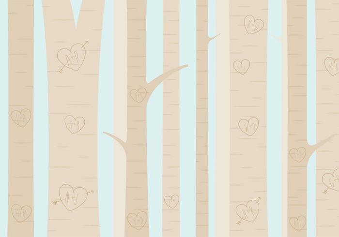 Heart Carved Tree Forest Vector 