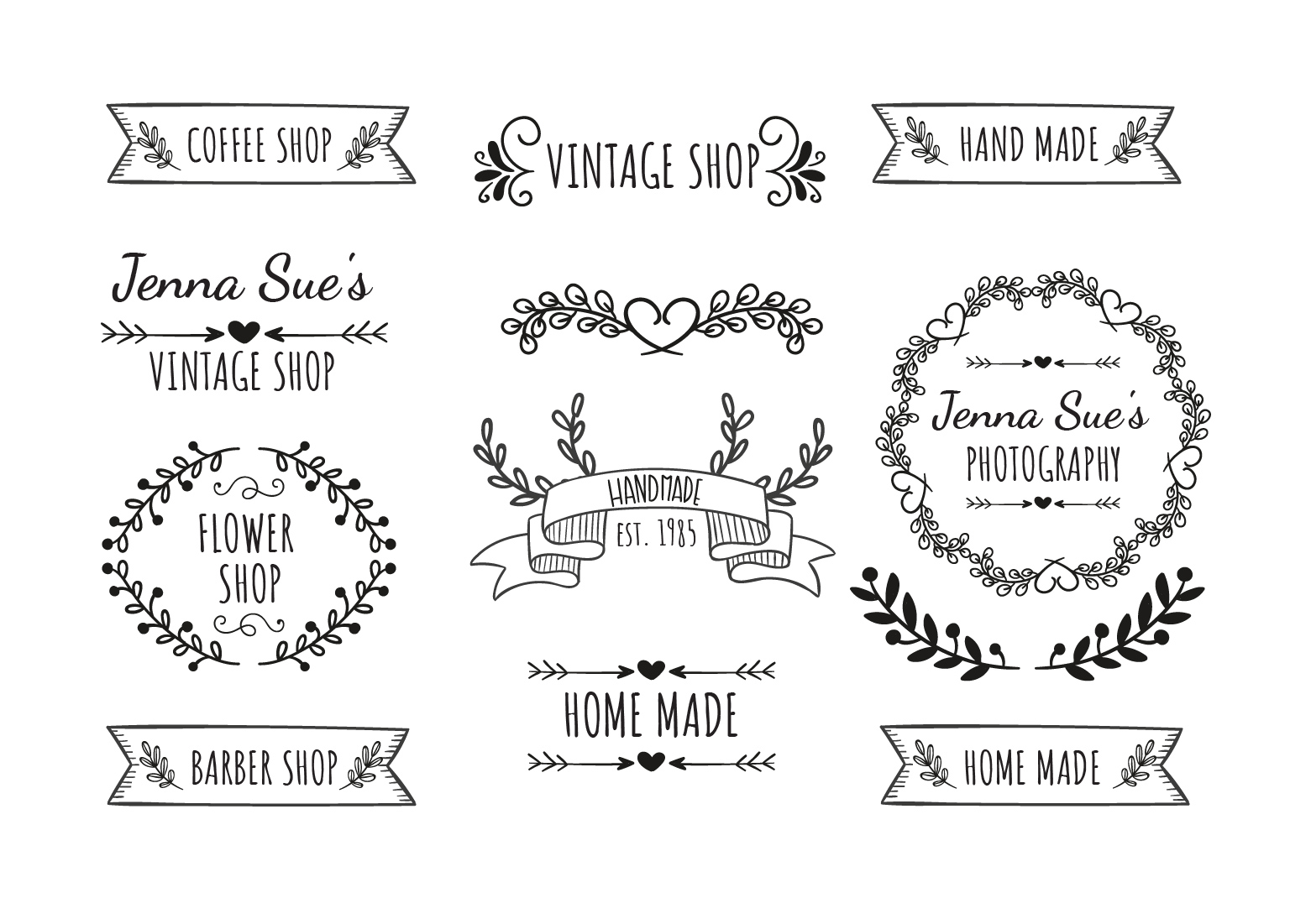 Download Hand Drawn Style Label Set - Download Free Vector Art, Stock Graphics & Images