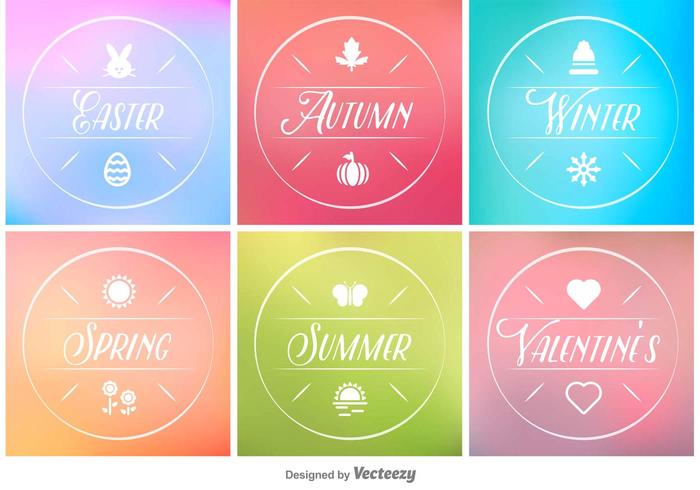 Spring, Summer, Autumn and Winter Minimal Tags vector