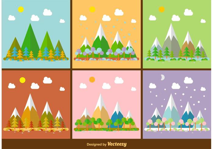 Seasonal Mountain Landscape illustrations Seasonal Mountain Landscape illustrations