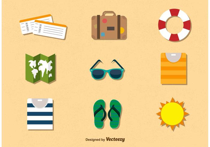 Summer Holidays travel colour icons vector