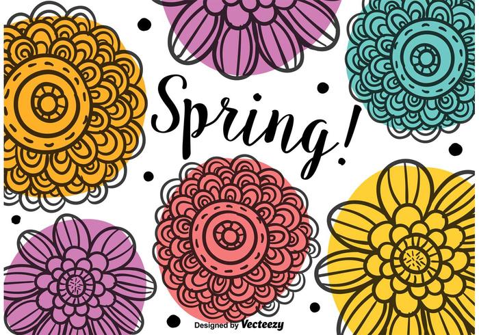 Spring Doodle Flowers vector