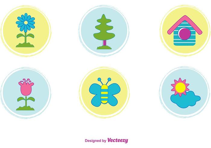 Iconos lindos de la naturaleza vector