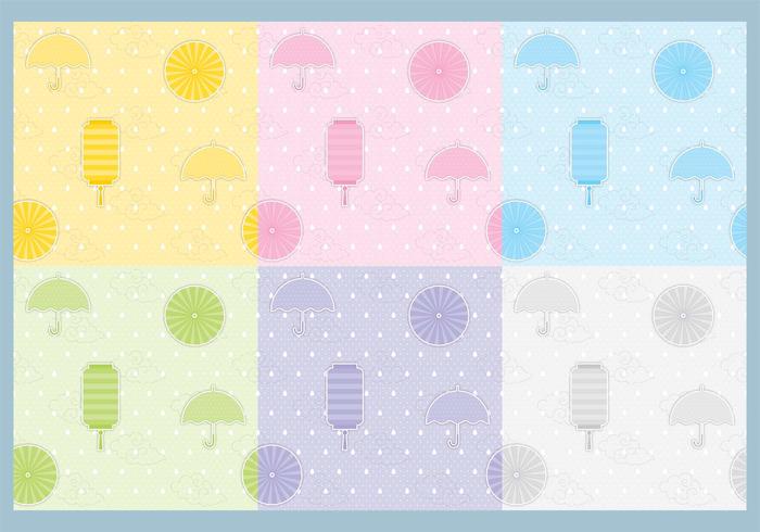 Umbrella and Lantern Pattern Vectors 