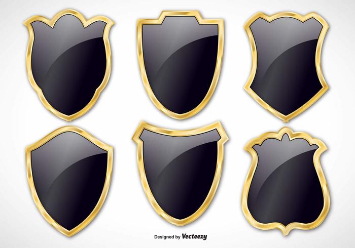 Black and Gold Vector Shield Set Black and Gold Vector Shield Set