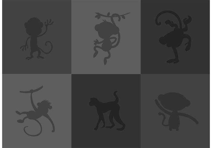 Monkey Silhouette Vectors Monkey Silhouette Vectors