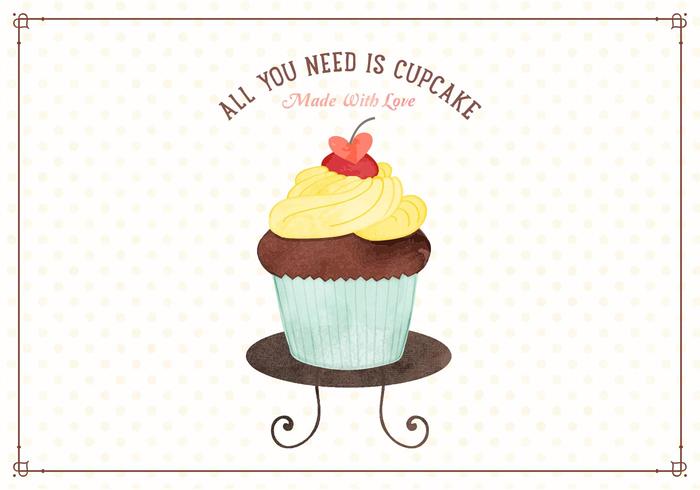 Watercolor Cupcake Vector Illustration