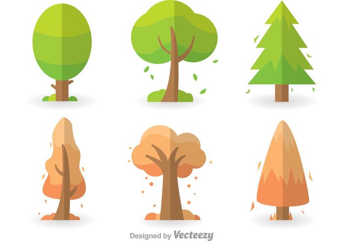 Conjunto de iconos de árboles de colores vector