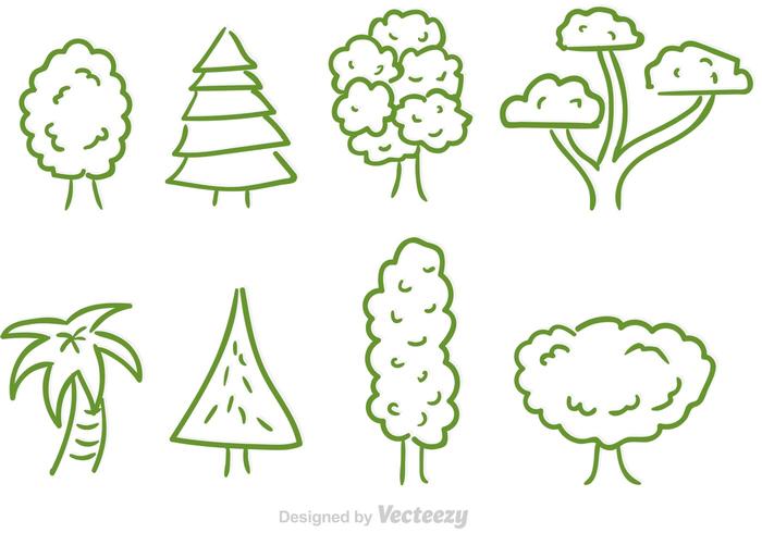 Conjunto de vector del árbol del Doodle